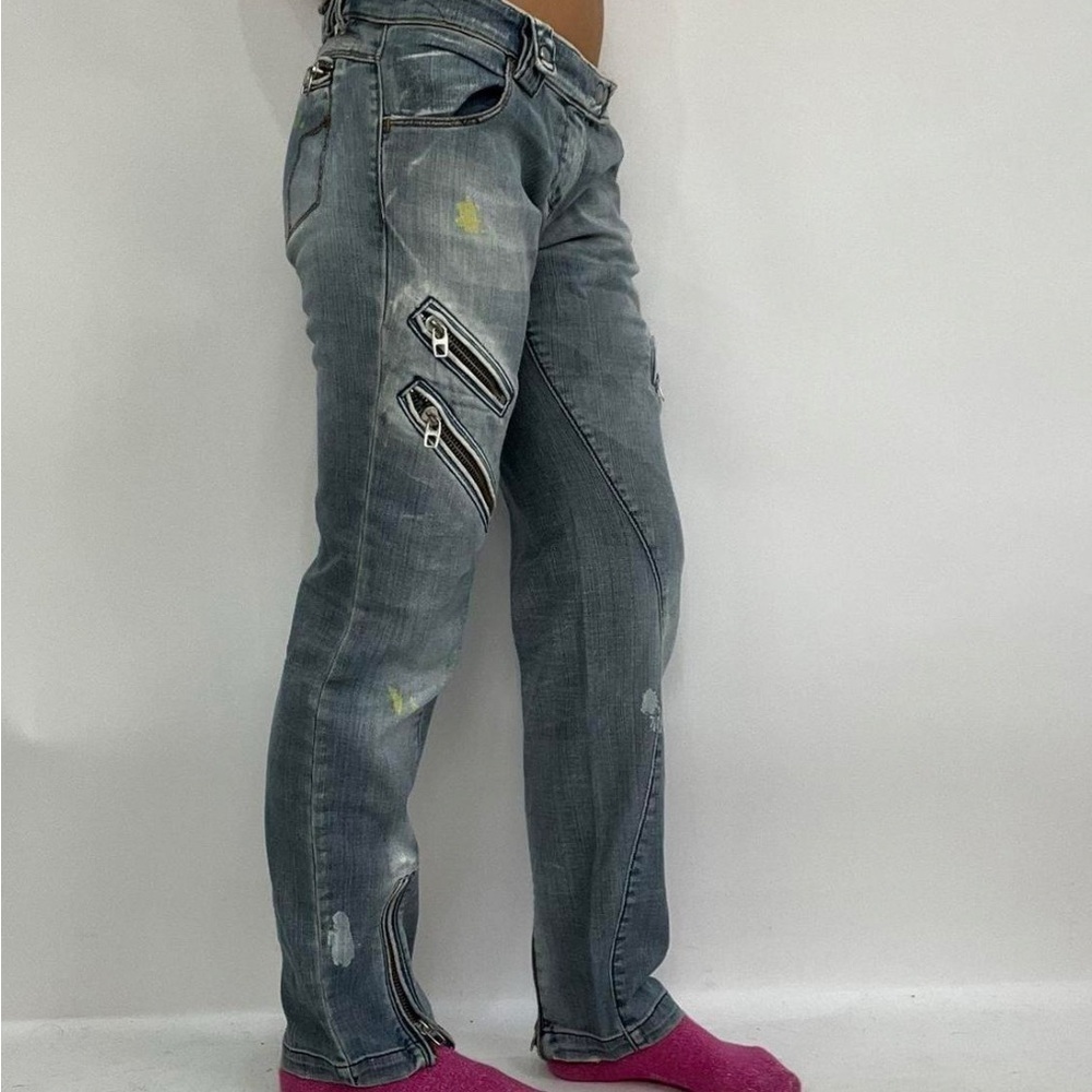 Luxury miss sixty y2k double zip paint jeans size 29